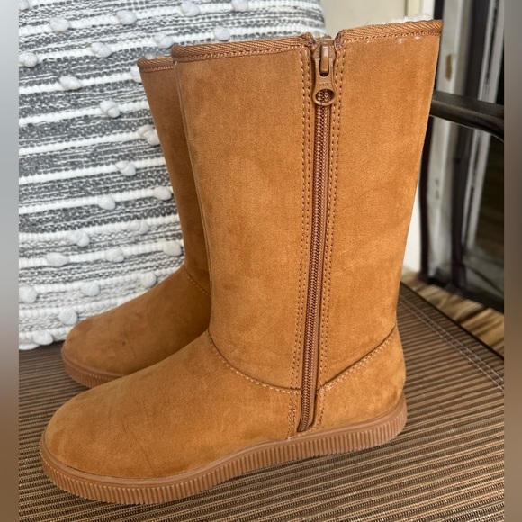 Camel Suede Mid-Calf Boots - Picture 6 of 9